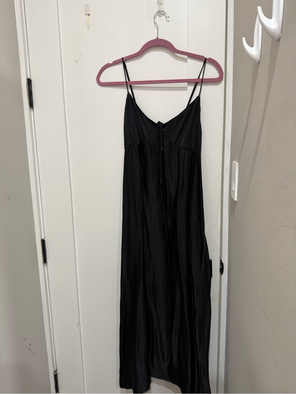 Anthropologie Black Slip Maxi Dress with Spaghetti Straps